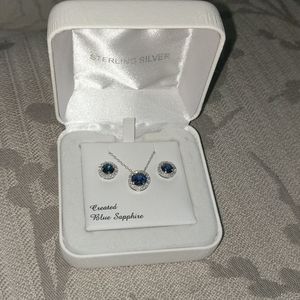 Sapphire earring and necklace set